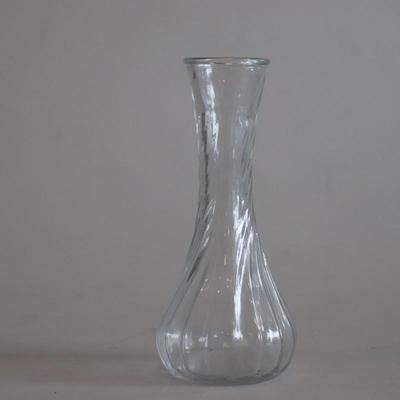 VINTAGE CLEAR SWIRL GLASS VASE BY HOOSIER GLASS 21 4064