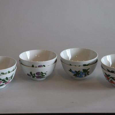 IDG Rice Bowls set of 8 Porcelain Cereal Bowls Fruit Design Williams Sonoma