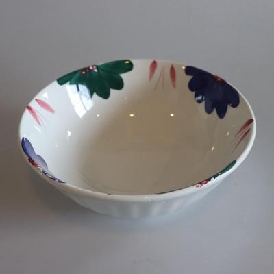 Roma Inc Large Serving Bowl Hand Painted Blue Green Pink Flowers, Italy