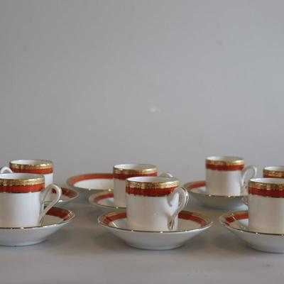 Vintage bone China miniature expresso cup and saucer from Italy Richard Ginoti (Lot of 7)