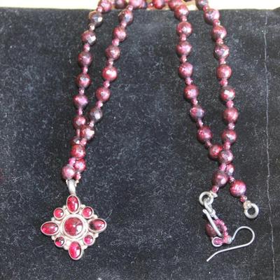 Red Necklace and 1 earring