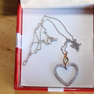 Silver and Diamond heart necklace