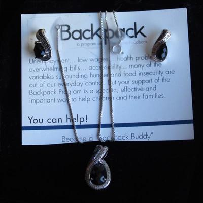 Blackstone earrings and pendant