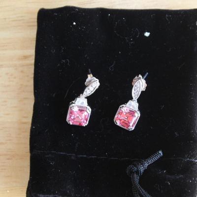 Pink cubiczircorian earrings