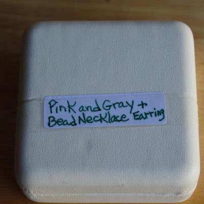 Pink and Gray bead necklace 