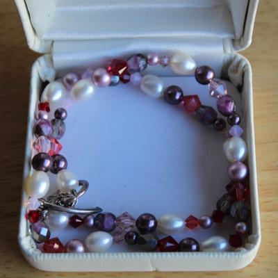 Pink and Gray bead necklace 