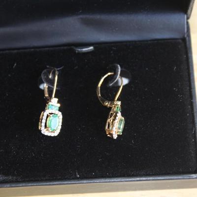 Diamon & Emerald Earrings and necklace 