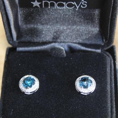 Blue Topaz Stud Earrings