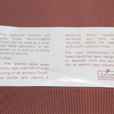 Vintage Brass Hummingbird And Flower Design Wall Mount Decor Gallery Original