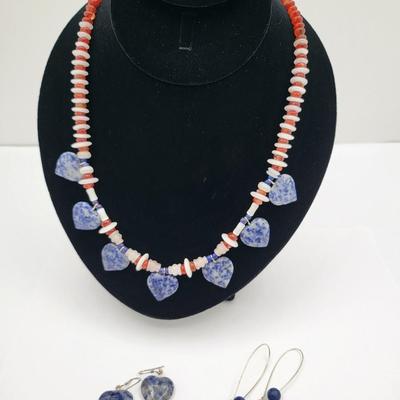 Quartz Agate Carnelian Stone Necklace With Matching Earrings