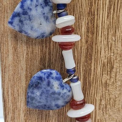 Quartz Agate Carnelian Stone Necklace With Matching Earrings