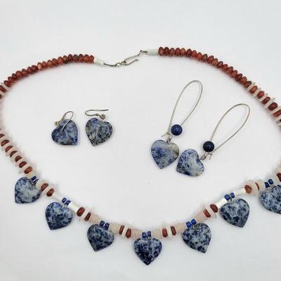 Quartz Agate Carnelian Stone Necklace With Matching Earrings