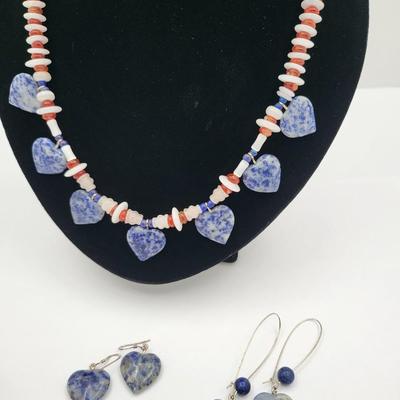 Quartz Agate Carnelian Stone Necklace With Matching Earrings