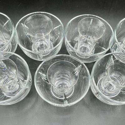 Vintage Shrimp Cocktail Bowls clear glass with removable salt insert glass