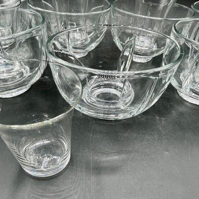 Vintage Shrimp Cocktail Bowls clear glass with removable salt insert glass