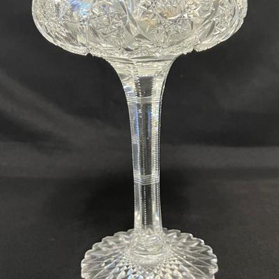 American Brilliant Glass Zipper Cut Compote