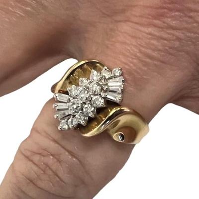 Stamped and Tested 14K Gold Diamond Cocktail Ring [6.62g]