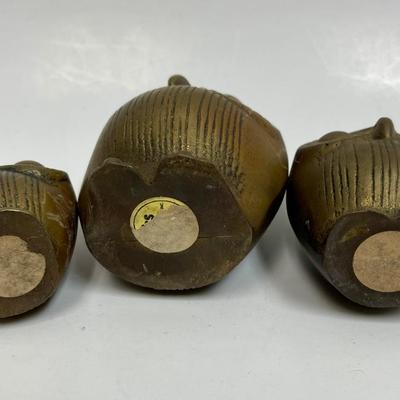 Mid-century Solid Brass Owl Set of 3