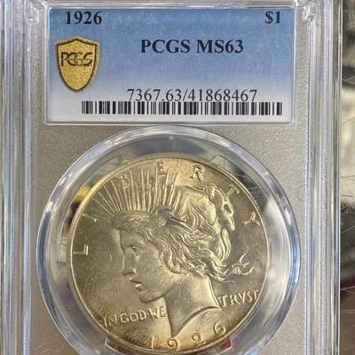 1926 MS 63 Graded Peace Silver Dollar