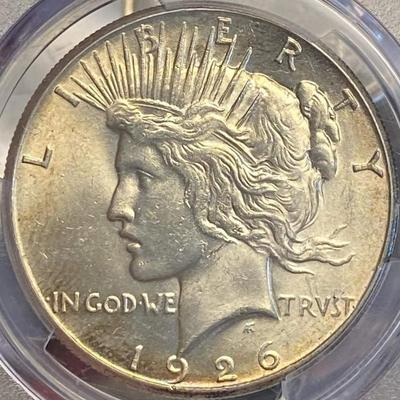 1926 MS 63 Graded Peace Silver Dollar