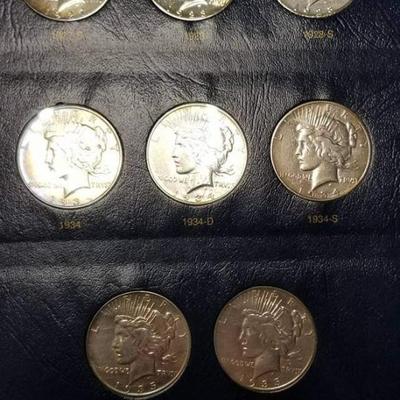 Complete 1921 thru 1935 Silver Peace dollars book