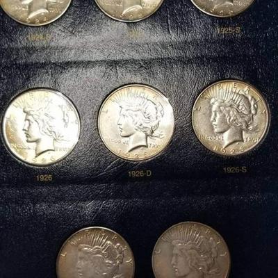 Complete 1921 thru 1935 Silver Peace dollars book