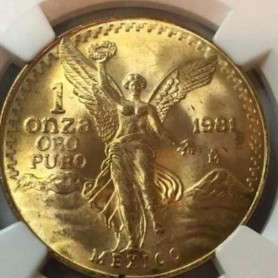 1981 Mexico Gold Coin 1 Oz Gold Graded MS 64