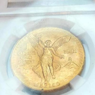 1981 Mexico Gold Coin 1 Oz Gold Graded MS 64