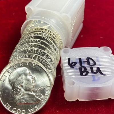 20 BU 1961 Silver Franklin Half Dollars
