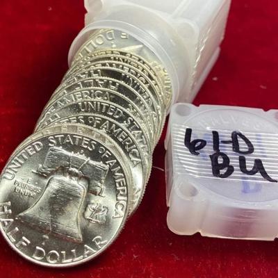 20 BU 1961 Silver Franklin Half Dollars