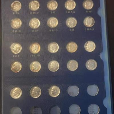 Roselvelt Dime Book 1941 to 1964 silver