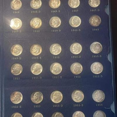 Roselvelt Dime Book 1941 to 1964 silver