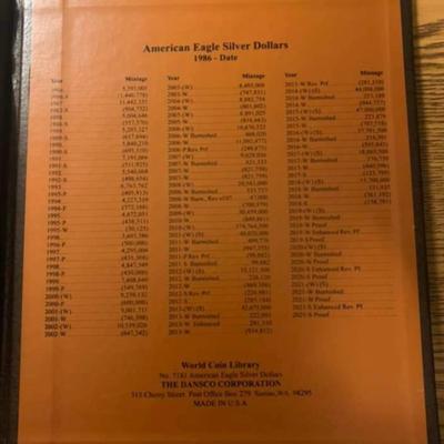 Complete Silver American Eagle Book 1986 to 1921