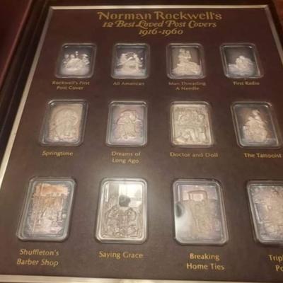 Hamilton Mint Norman Rockwell 1oz silver bar set