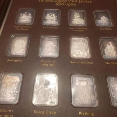 Hamilton Mint Norman Rockwell 1oz silver bar set