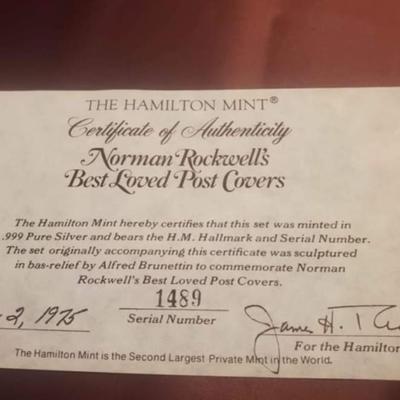 Hamilton Mint Norman Rockwell 1oz silver bar set