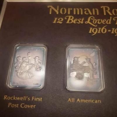 Hamilton Mint Norman Rockwell 1oz silver bar set