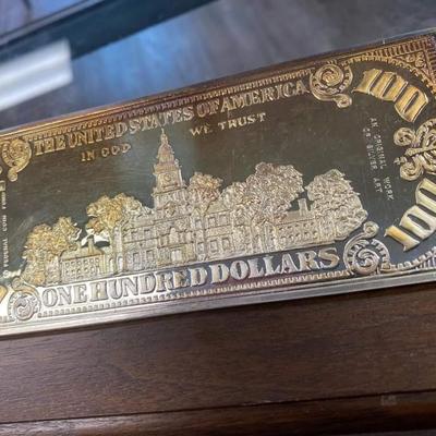 1 Troy Pound 999 silver 100$ Bill Bar