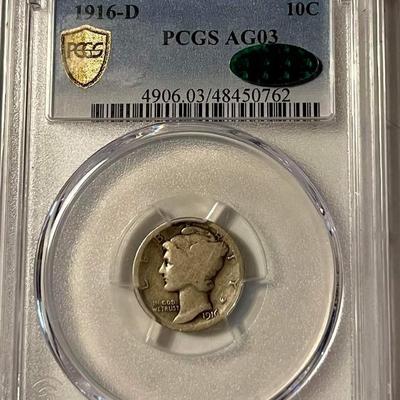 Very Rare 1916 D Mercury Dime Graded AG03