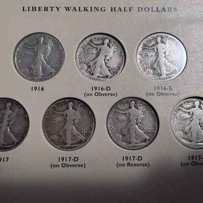Complete Book Walking liberty Silver Half Dollar