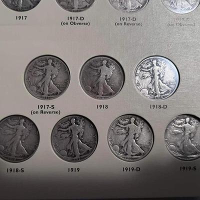 Complete Book Walking liberty Silver Half Dollar