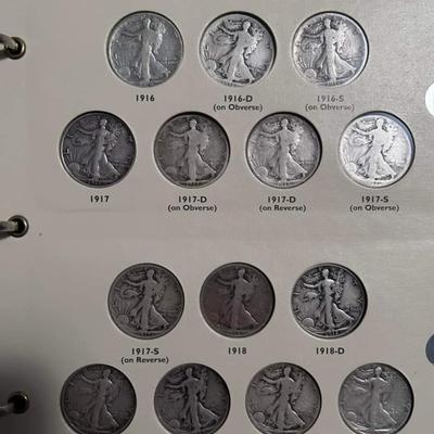Complete Book Walking liberty Silver Half Dollar