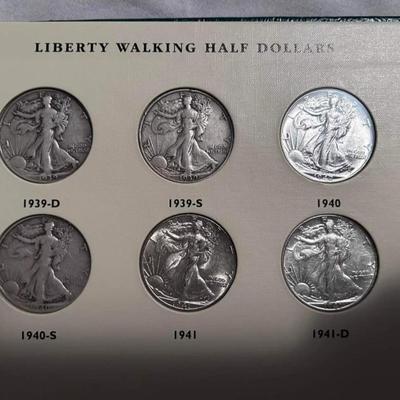 Complete Book Walking liberty Silver Half Dollar