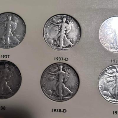Complete Book Walking liberty Silver Half Dollar