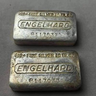 2 ten oz Englehard 999 Silver Bars