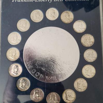 Encased complete set Franklin Silver Half Dollar Set
