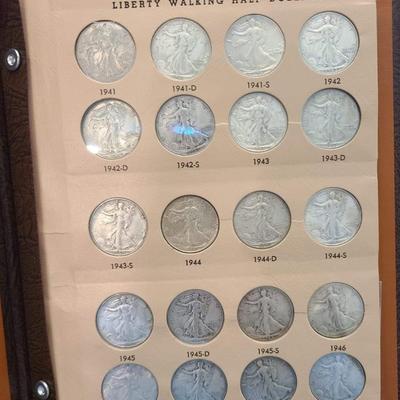 Walking Liberty Half Dollar complete Book 1941 to 1947