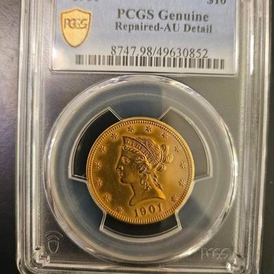 1901 10 $ Gold Coin Graded