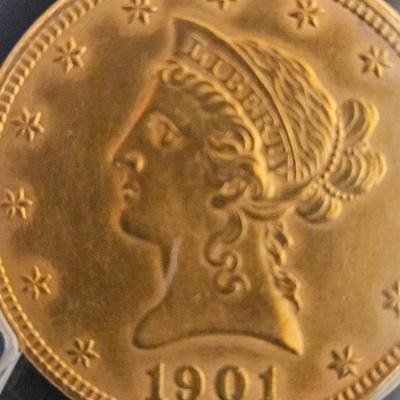 1901 10 $ Gold Coin Graded