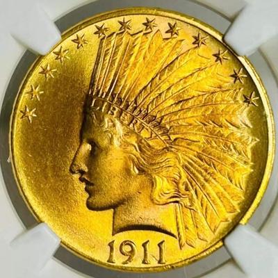 1911 10 $ US Gold Coin Graded MS 66+